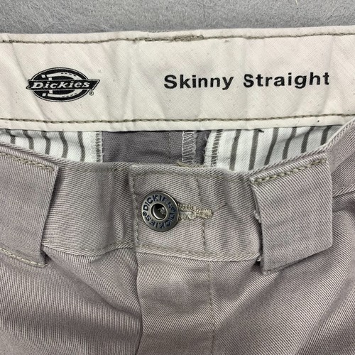 Dickies Pants Boys 12 Gray Skinny Straight Stretch Flat Front Pocket 26x26 - Picture 6 of 17