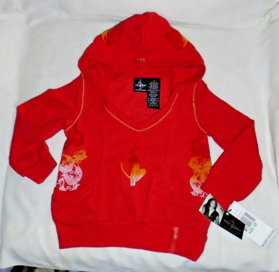 Niñas Pequeñas Diseñador BABY PHAT Top Rojo Chaqueta con Capucha Pullover Talla 2T Difícil de Encontrar Foto 3 de 4