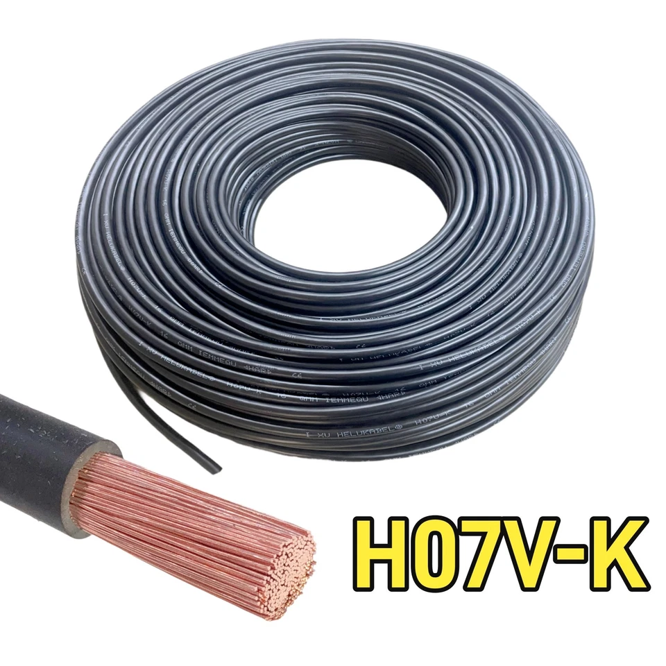 KABELOUTLET / HELUKABEL / DIVERSE EUROPÄISCHE HERSTELLER ⭐Kabel⭐H07V-K⭐⭐ Schwarz ⭐ 4 6 10 16 25 35 50 70 mm² mm2 Meterware Einzelader