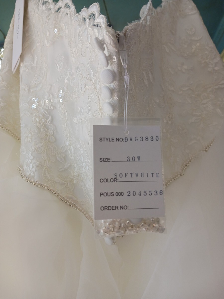 David's Bridal Wedding Dress Soft White Beaded Organza Ruffles - Main Image
