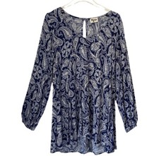 Show Me Your Mumu Donna Michelle Tunic Dress Size Small Blue White Peasant Boho