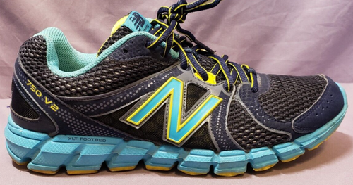 New Balance 750 V2 Blue Yellow Trail Running Shoes Sneakers Women's Size 9 USA