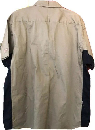 NWT Dickies Mens Work Shirt Uniform Khaki Navy Button Up Size 3X - Picture 2 of 8