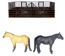 Little Buster Toys 1:16 Scale Brown Horse Stables, Two Horses Included!