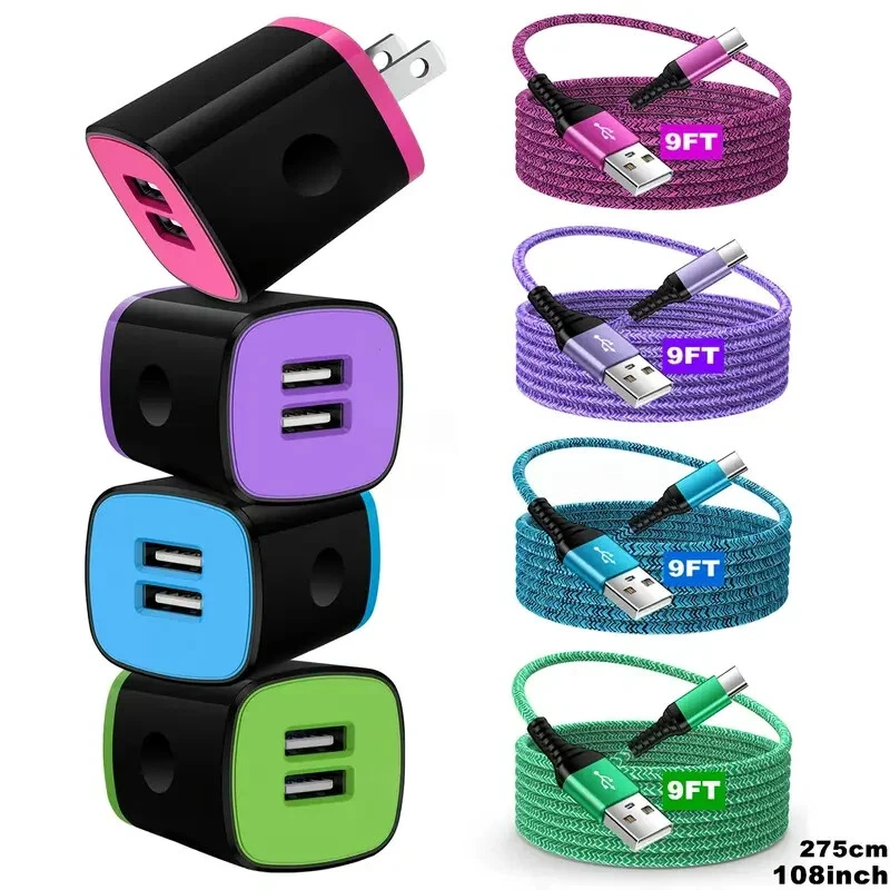 Samsung Android Dual Port USB Fast Charger Wall Power Adapter W/9Ft C Cable - Image 3 of 4