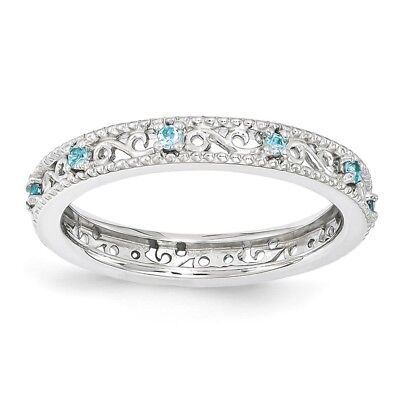 Sterling Silver Stackable Expressions Blue Topaz Filigree Ring Sterling Silver Stackable Expressions Blue Topaz Filigree Ring