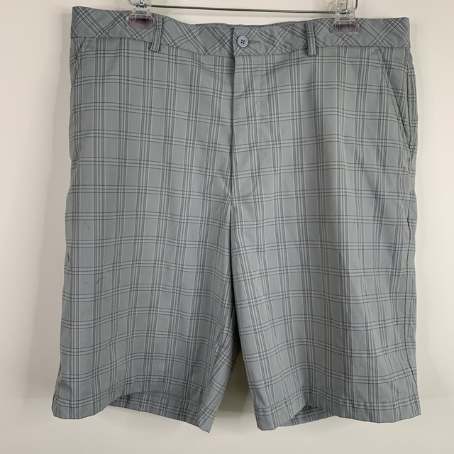 Bolle Golf Tech Men's Plaid Shorts Size 38 Waist Gray Inseam 10