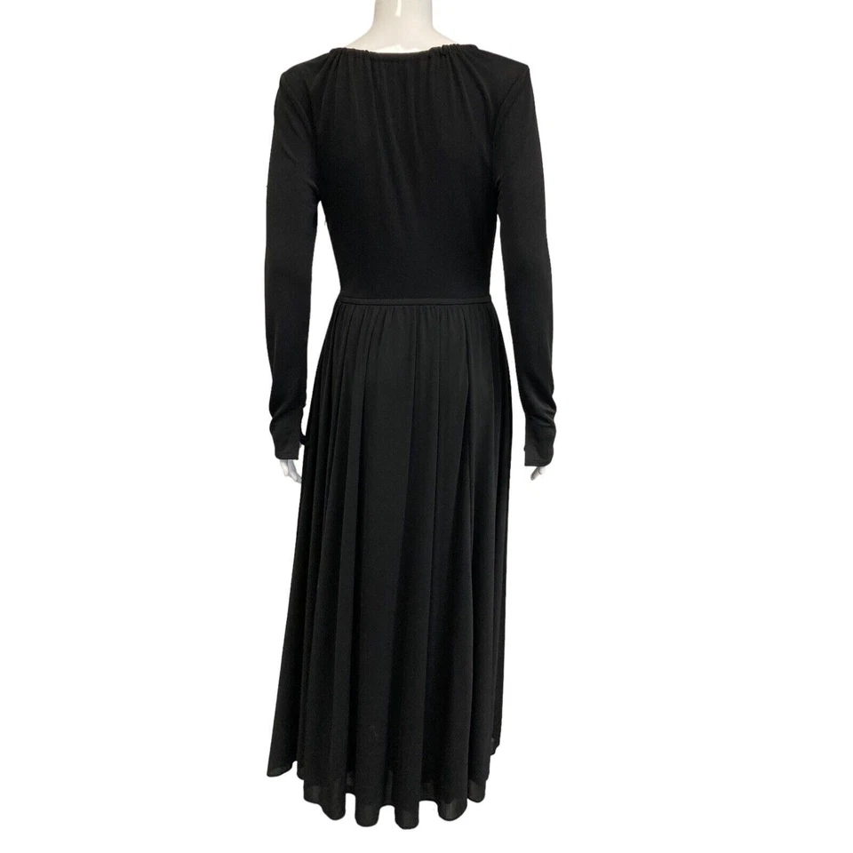 Maxi Vestido de Noche BOTTEGA VENETA $4100 Negro Manga Larga Cuello en V EU 38 US 2 Foto 2 de 4