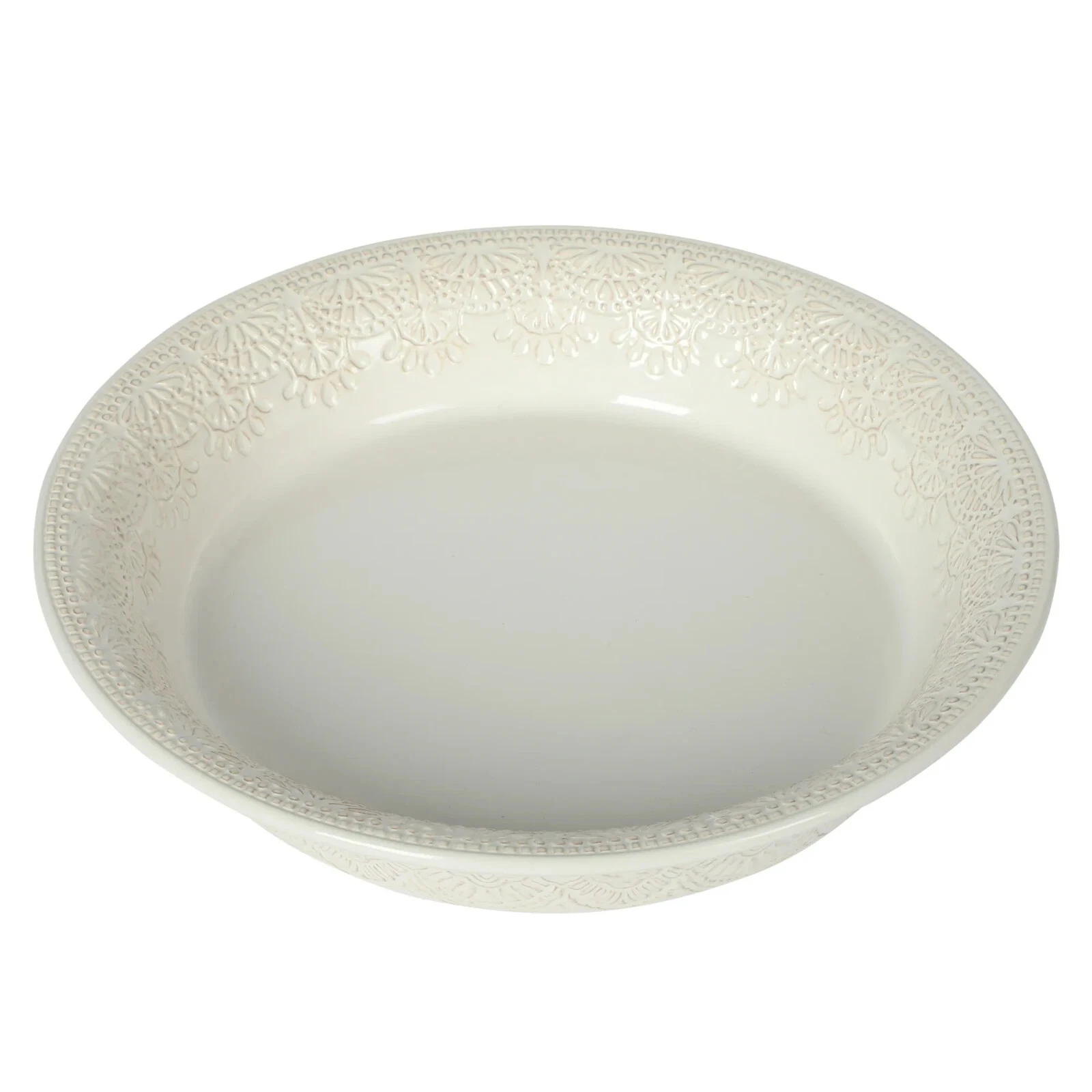 Pioneer Woman Vintage Lace 10 Inch Stoneware Pie Pan Linen