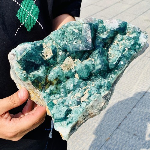 7,7 Pfund natürlicher grüner FLUORIT Quarz Kristall Cluster Mineral Probe - Bild 8 von 13