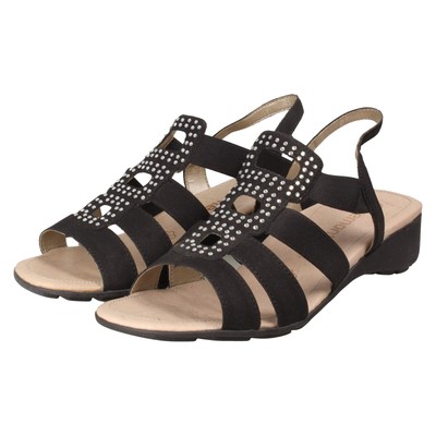 LADIES REMONTE BLACK SLIP ON WEDGE HEEL SUMMER SANDALS R5252-01 UK 5 EX DISPLAY