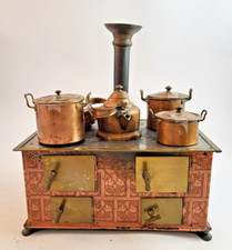 Bing doll stove circa 1919 27x17x13 cm pink tiles with pots  vent