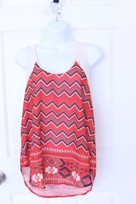 Eyelash Couture Red and Cream Top Size L
