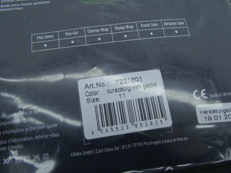 Erima Flexinator Ultra Knit Goalkeeper Gloves Soccer 7221801 Size 11 - Image 2 of 2