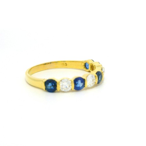 Tiffany & Co. 18k Gold 1.95ct Bar Channel Sapphire & Diamond 9 Stone Band Ring - Picture 3 of 10