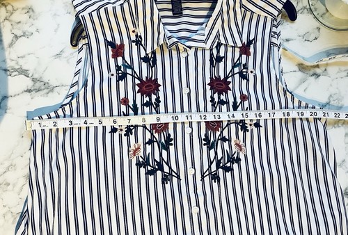 Terre Bleue Floral Sleeveless Button Down Shirt Dress Women's XL Embroidered - Picture 7 of 7