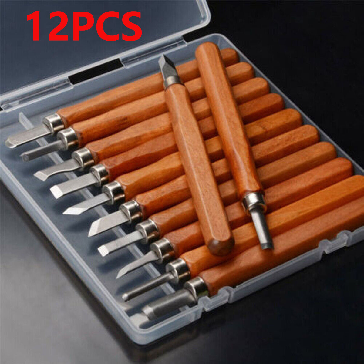 12PCS For Woodworking Carving Hand Chisel Kit Wood Working Professional Tools