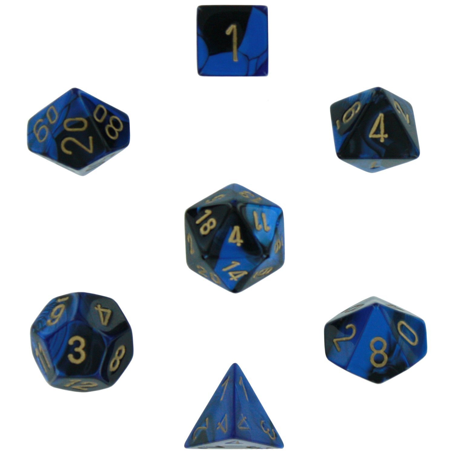Набор игральных костей Chessex Gemini Черно-синийзолотой 2190₽