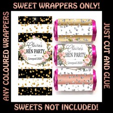 Personalised STRIPED Mini Love Heart Sweet DIY WRAPPERS ONLY Birthday Party Hen