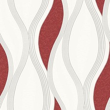 WAVE EMBOSSED TEXTURED WALLPAPER GLITTER - RED / SILVER - E62010 UGEPA