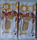 Celebrate Together Kitchen Hand Towels Lot of 2 100% Cotton 15x26" Cat Sunflower