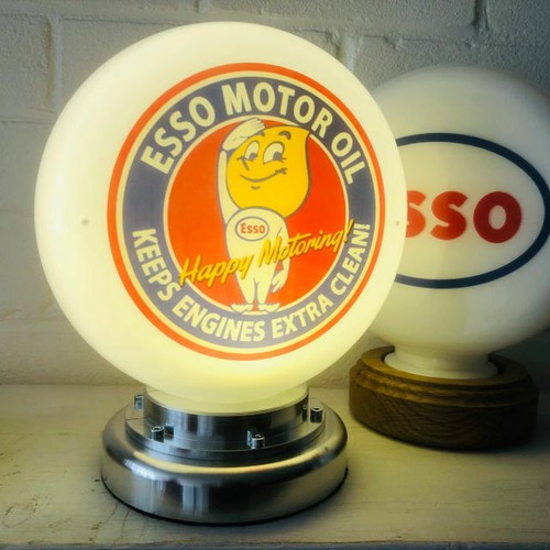Esso Motor Oil Mini Gas Pump Globe Alloy Base LED Desk Lamp UK EU US eBay