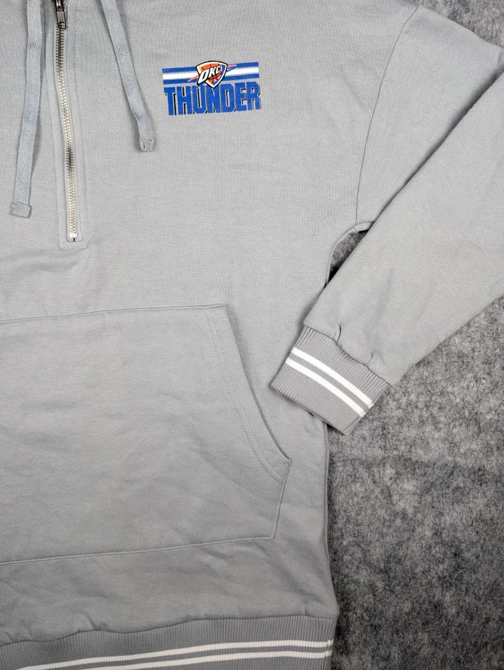 NBA OKC Thunder Grey 1/4 Zip Hoodie Pullover Sweatshirt Women's Small - Image 4 of 4