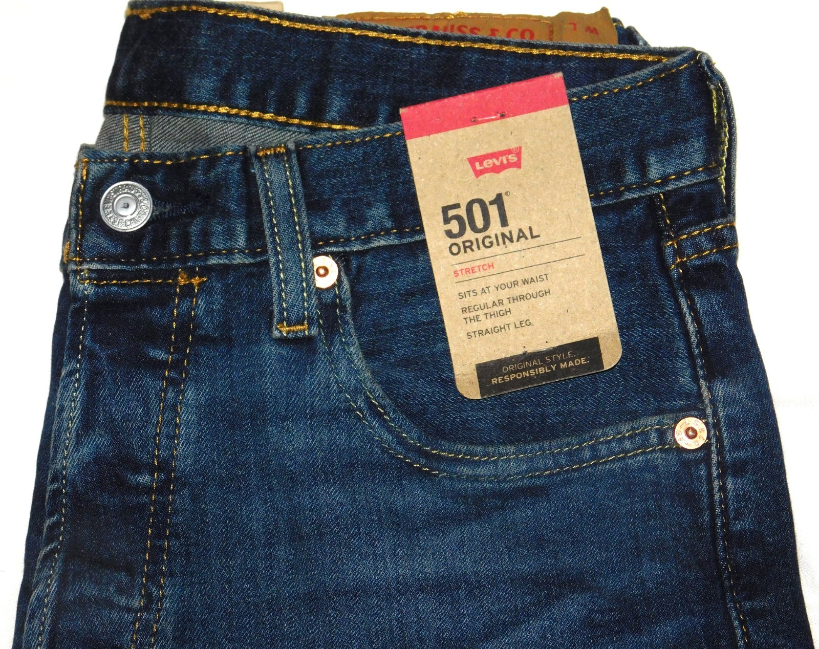 LEVIS 501 Original Fit Jeans Stretch Straight Regular Thru Thigh Unicycle Blue eBay