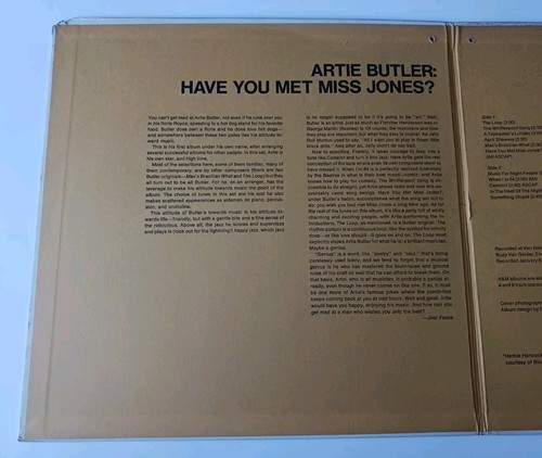 Artie Butler - Have You Met Miss Jones? Vinyl LP - 1968 A&M/CTI - Picture 8 of 15
