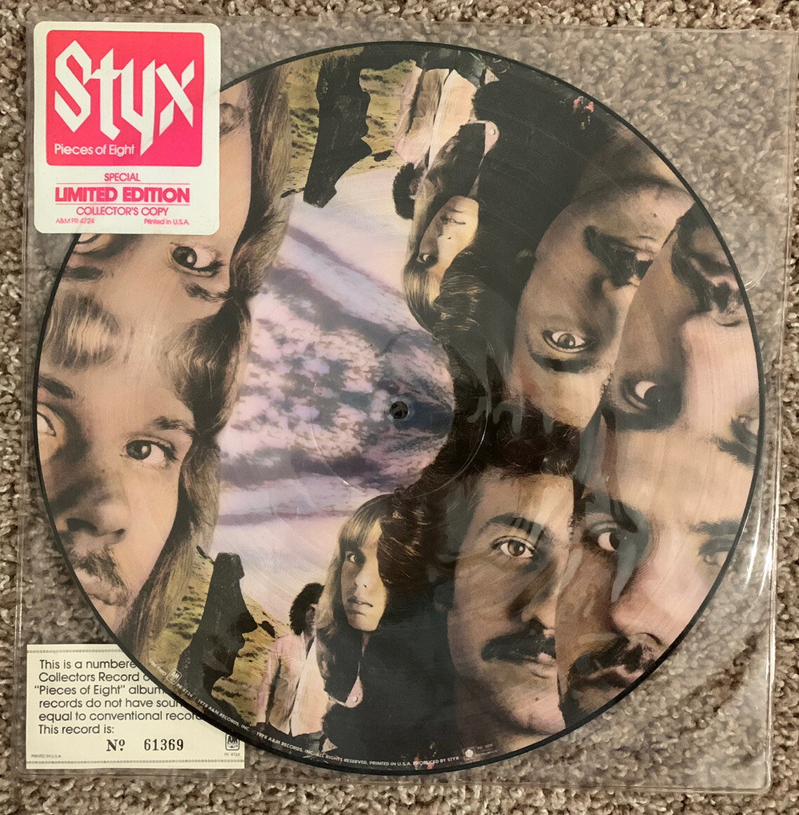 STYX 12” VINYL LP PICTURE DISC PIECES OF EIGHT LIMITED EDITION NUMBERED