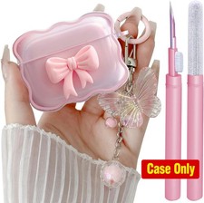 AirPods Pro 2/1 Clear Case Cute Pink, 3D Bow Pattern Designed iPods Pro 2 Cases