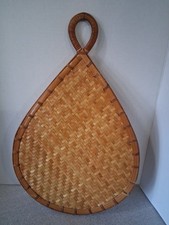 Handwoven Rattan Wicker Fan 18x12 Inches Vintage Beautiful Home Decor