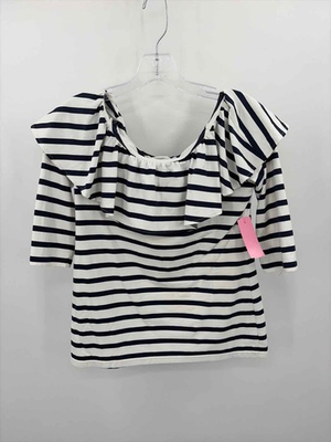 #ad Pre Owned Sara Campbell White Size Small Stripe Long Sleeve Blouse $39.99