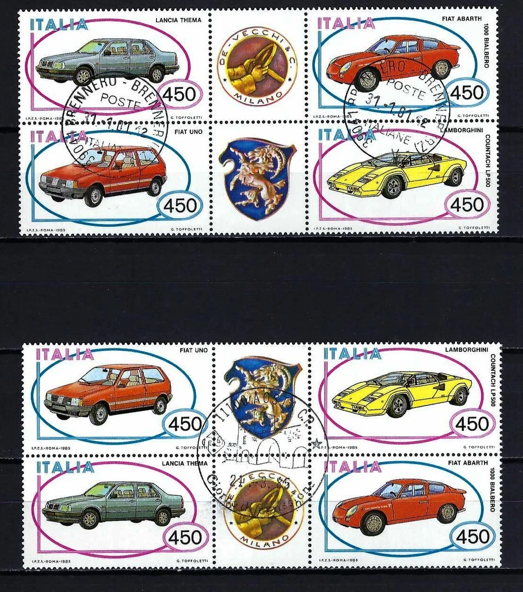 ITALIEN 2 x Komplettsatz Mi-Nr. 1912 - 1915 - 2 ver. ZD Autos gestempelt (2)