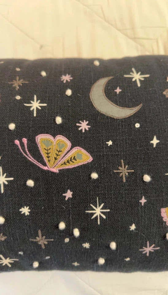 Decorative Pillow Celestial Butterfly Design With Sequins And Embroidery - Image 3 of 4