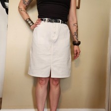 Vintage 1990s Eddie Bauer White Denim Skirt
