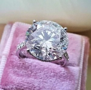 Authentic 300Ct Round Cut VVS1 Moissanite Solitaie Engagement Ring 14K White Gold Plated
