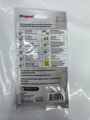 On-Q Legrand 2 porte 2 porte piastra da parete bianca F3402-WH-V1 - Foto 2 di 2