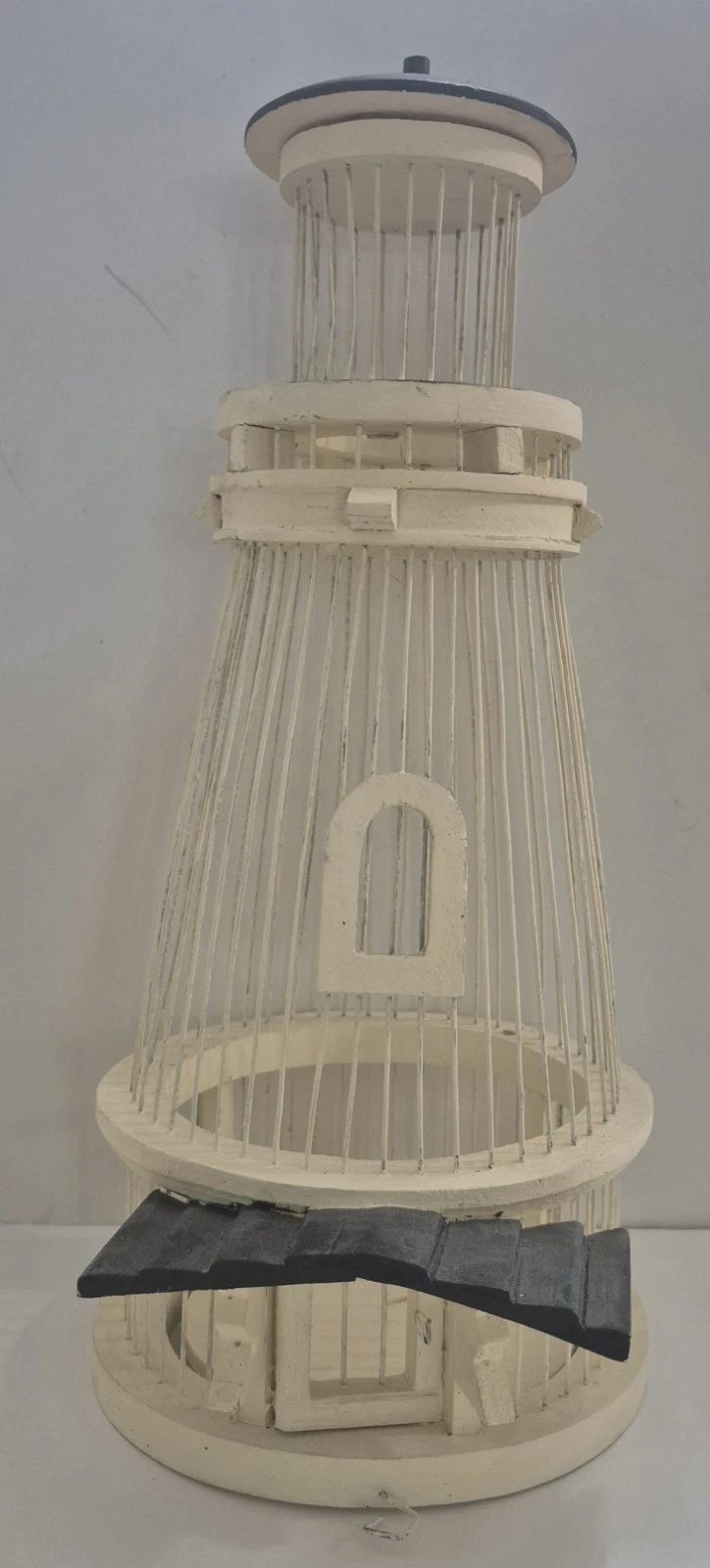 Bird Cage Lighthous Vintage Wood and Metal Wire Style - 18" Height