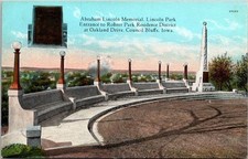Abraham Lincoln Memorial Lincoln Park Entrance Council Bluffs Iowa Postcard
