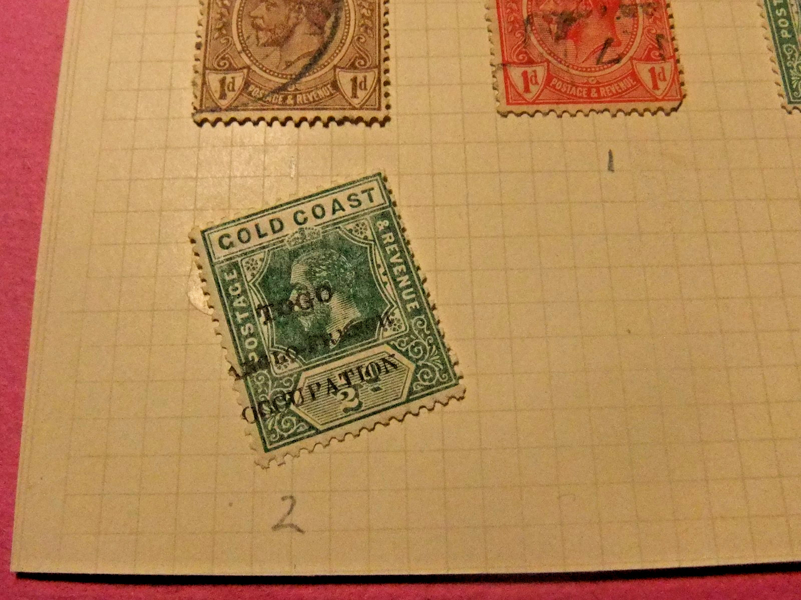 Vintage Gold Coast Postage Stamps, 1 Overprinted: OCCUPATION