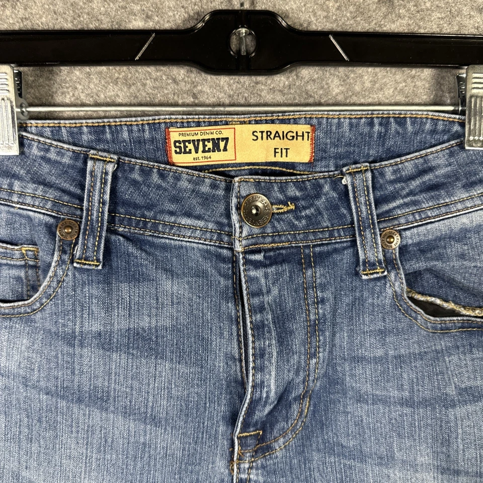 Pantalones de mezclilla premium Seven7 para hombre 32x32* calce recto bigotes cosidos bolsillos Foto 2 de 4