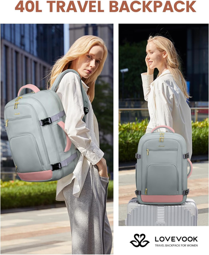 50L Reiserucksack für Frauen Fluggeprüft, Handgepäck Rucksack für Flugzeuge,  - Bild 9 von 12