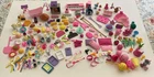 Vintage Barbie & Friends Huge 229 Pcs Lot-Flowers, TV, Food, Crowns & Pillows
