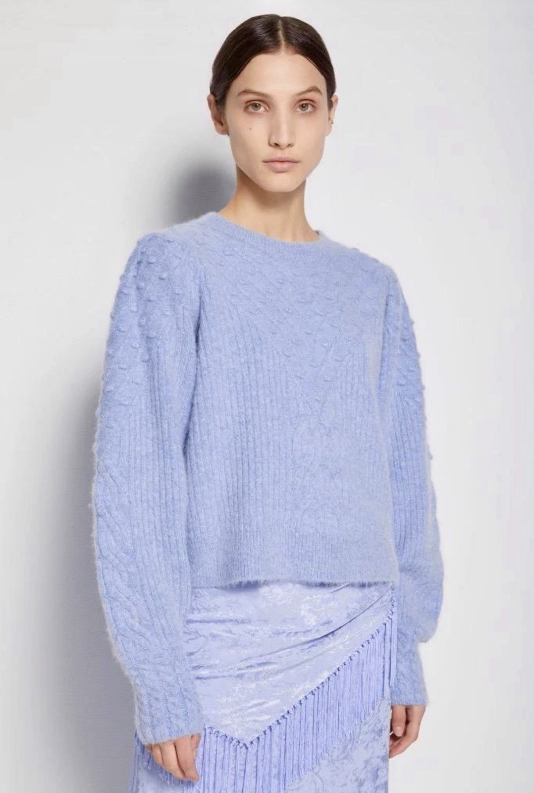 Jonathan Simkhai Blue Periwinkle Alpaca Puff Sleeve Stella Sweater Size S