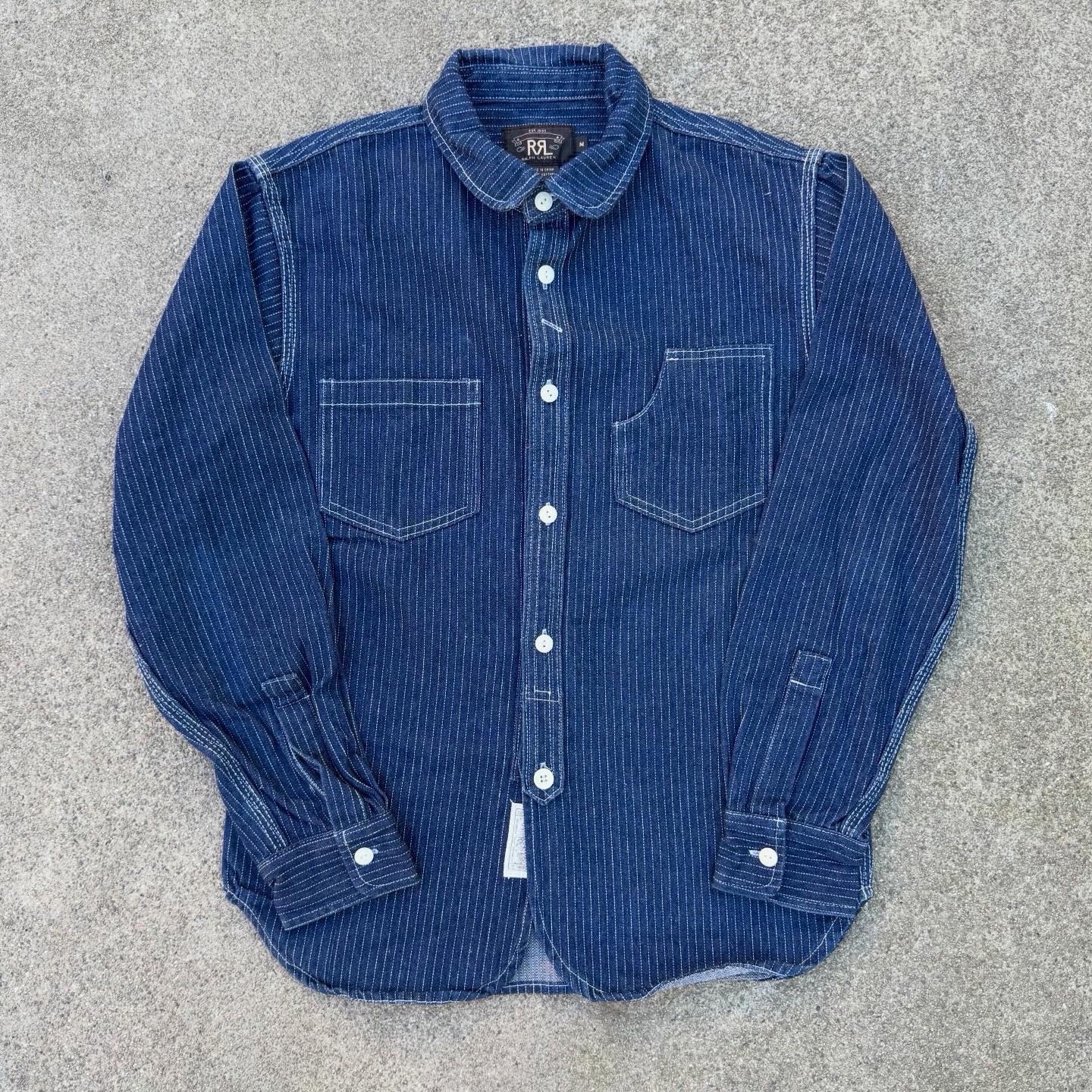 RRL Double RL Wabash Hickory Workwear Striped Button Down Long Sleeve Men’s M