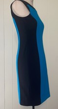 Calvin Klein Black/Aqua Sleeveless Color Block Pencil Dress Career Women’s S2
