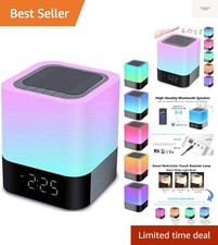 Night Lights Bluetooth Speaker, Alarm Clock Bluetooth Speakers Touch Sensor B...