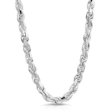 7mm 925 Silver Solid Rope Chain Necklace Italian Diamond Cut Real Authentic 20"