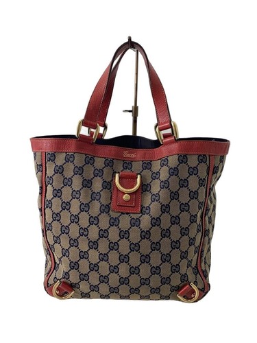 GUCCI Vintage GG Canvas Shoulder Tote Hand Bag Brown Red Used Women From Japan